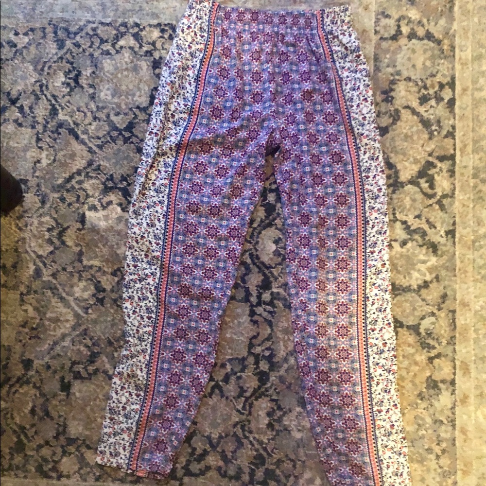 lush floral pattern pants with waistband